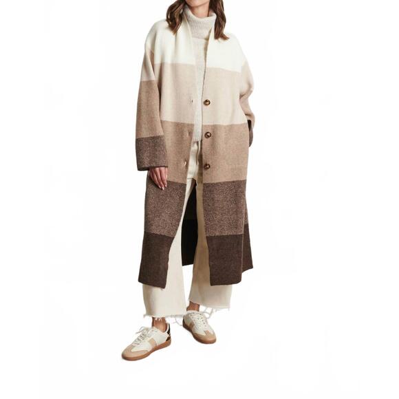 NEW LINE KNITWEAR sutton long sleeve coatigan in maple